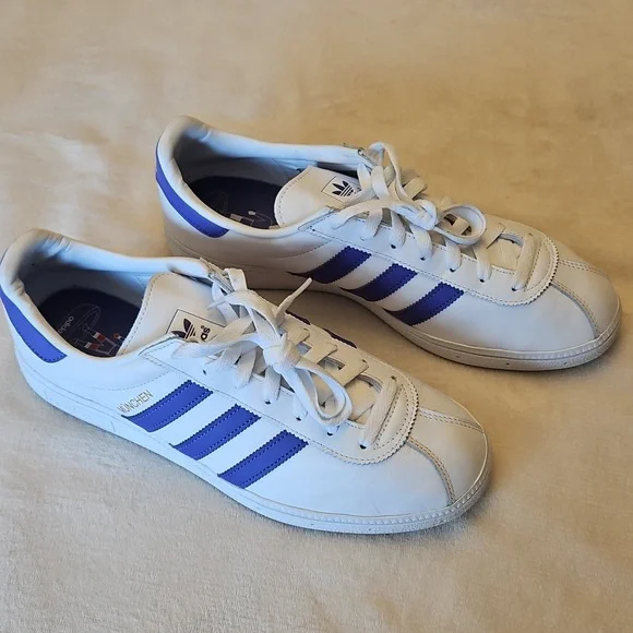 EUC Men's Adidas Munchen White and Purple Sneakers, Size 10 - Picture 4 of 7